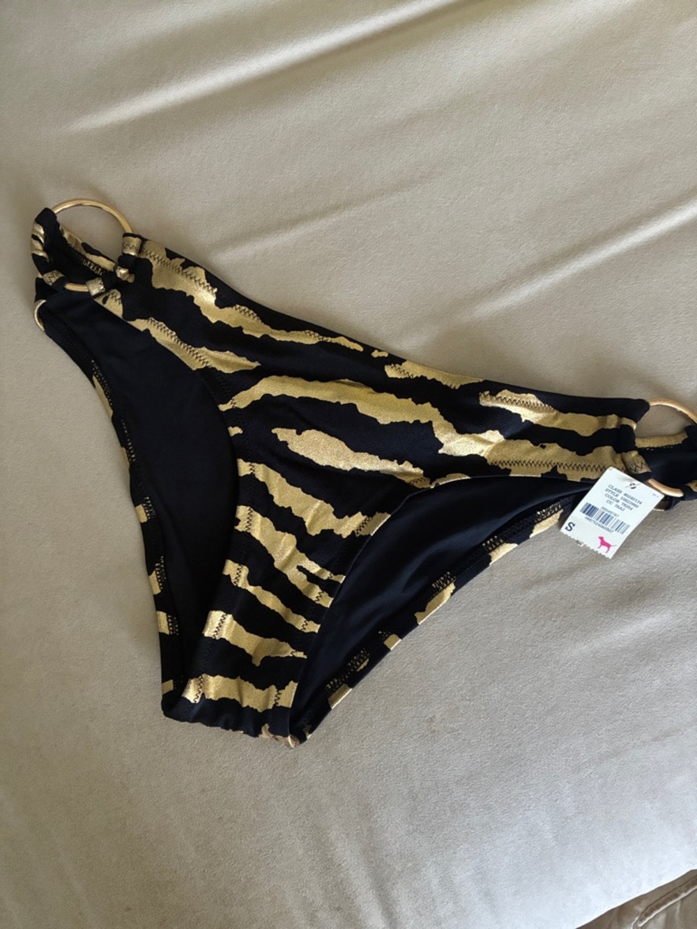 PINK Victoria's Secret - Black & Gold Tiger Stripe Bikini Bottom in size small